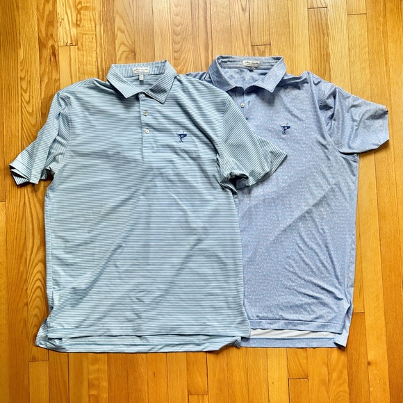 Lot 2 Peter Millar Summer Comfort Men’s Shirts Large Unique Design Defect READ - Picture 1 of 4